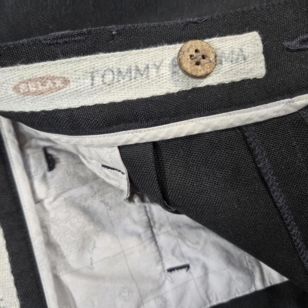 Tommy Bahama 100% Silk Pleated Dress Pants Men's 36 Black Luxury Relaxed Chino - Picture 4 of 8